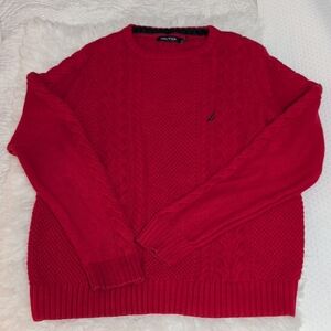 Nautica Men's Vibrant Red Crewneck Sweater